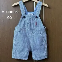 ミキハウス　サロペット　ハーフ　パンツ　くま　ストライプ　男の子　春　夏