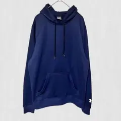 UNDER ARMOUR フード付きパーカー ロゴ 紺 ネイビー　裏起毛 S