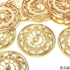 c0801 透かし三日月 魔法陣チャーム 4個【宇宙素材】