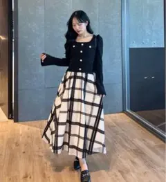 【最終お値下げ】anmille チュールチェックスカート