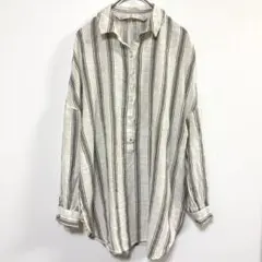 ZARA ザラ 縦ストライプ チュニックシャツ プルオーバー ブラウン Sサイズ