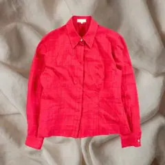 90s Burberrys ウールシャツ ウィンドペンチェック 赤 古着女子 L