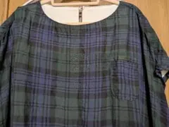 快晴堂 半袖 タータンチェック リネン100% ワンピースのサムネイル