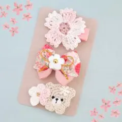 桜 花 ヘアピン ヘアクリップ キッズ ベビー ハンドメイド - メルカリ