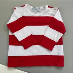 agnès b. 赤と白ストライプ ロングTシャツ 18 mois