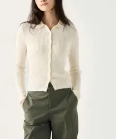 エクストラファインメリノリブポロカーディガン