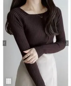 グレイル　スクエアネックリブニットトップス