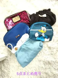 ♡ドナルドダック＆ヒョウ柄ポーチ5点まとめ売り！レトロ可愛い系必須アイテム