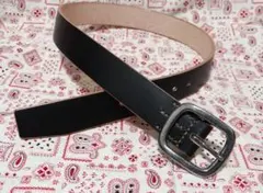 5ミリ厚多脂革ブラック茶芯ベルトG37バックル(手縫い留め)