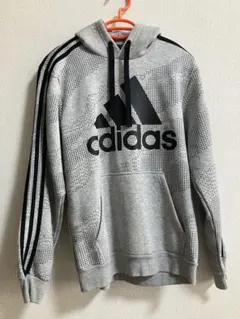 【未使用】adidas グレー パーカー フード付き