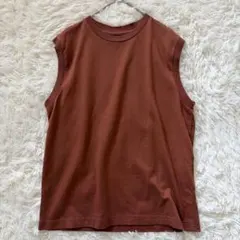 LOWRYS FARM　コットンノースリーブトップス　M　ブラウン◆A1401
