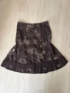 y2k 花柄 フリルスカート ブラウンのサムネイル