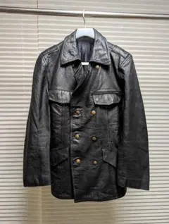 ドイツヴィンテージ ダブルライダース レザージャケット ミリタリー ブラック