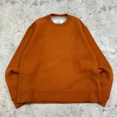 チャンピオン　刺繍　ワンポイント　無地　ブランク　スウェット　古着　オレンジ　M