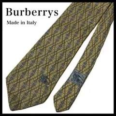 【即日発送】バーバリー メンズネクタイ チェック柄 イエロー 総柄 シルク