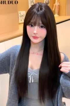 ダークブラウン ストレートロングウィッグ