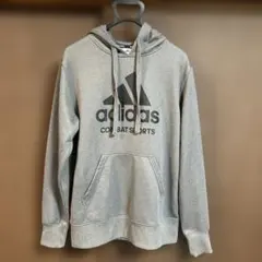【adidas 】グレー フード付きパーカー Lサイズ 定番人気メンズ