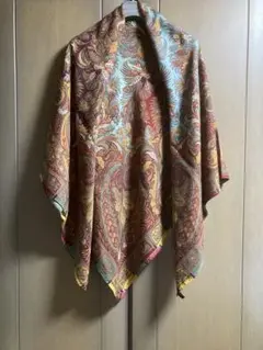 【ETRO】　エトロ大判ストール　明るめ茶系ペイズリー柄