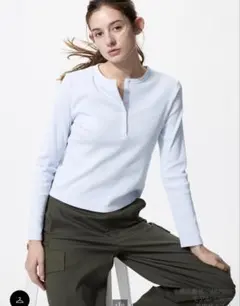 ユニクロ【リブヘンリーネックT】