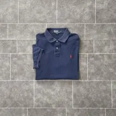 90-00's old Ralph lauren S/S ポロシャツ 濃紺 L