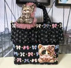 パニャ様】ハンドメイドオーダー☆犬猫女の子☆マチあり巾着&マット 3