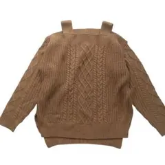 one way ケーブル編み オフショル風ニット フリーサイズ キャメルブラウン