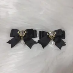 LIZ LISA ハート ビジュー パール チャーム ミニ リボン ヘアクリップのサムネイル