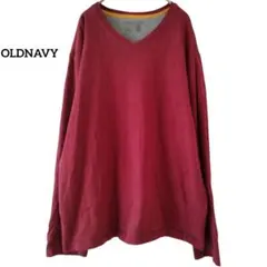 【OLD NAVY】Vネック 長袖カットソー ボルドー L（XL相当）