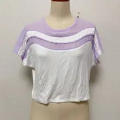 Tシャツ トップス　シースルー　異素材　切り替え トレーニングウェア ダンス