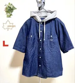 【美品】【LOGOS DAYS】【Lサイズ】ロゴスデイズ半袖デニムシャツパーカーのサムネイル