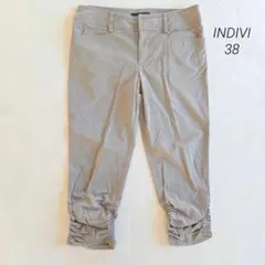 インディヴィ INDIVI クロップド パンツ 38 S相当 グレー 膝下丈