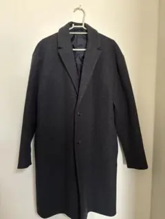 ダークネイビーチェスターコート ウール混紡　ネイビー　AZUL