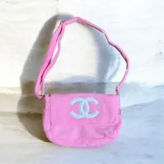 CHANEL パイル地 ショルダーバッグ ピンク