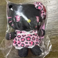 サンリオ ヒョウ柄 ギャルキティ マスコットぬいぐるみチャーム 黒色 ブラック