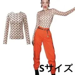月模様 長袖トップス Sサイズ　ベージュ