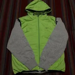 00s NIKE テックベスト フーディー 蛍光 グリーン ナイロン ギア系
