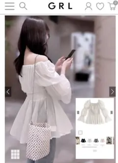 グレイル　袖2Wayシアーシャーリングペプラムブラウス アイボリー　サイズ F