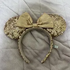 ミッキー型ゴールドスパンコールカチューシャ