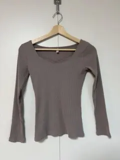 ROYAL PARTY ブラウンリブ編み長袖トップス