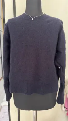 ネイビー クルーネック 長袖セーター