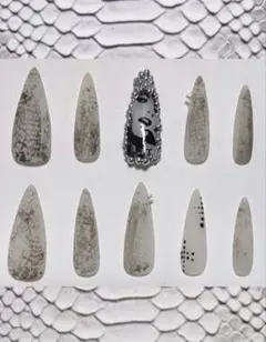 シズニルック ネイルチップ パイソン グランジ y2k ヒス 韓国 クロム