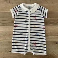 (67cm) PETIT BATEAU 長袖 ラップ ロンパース パリ ボーダー