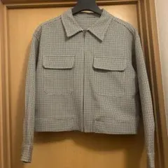 【新品】GU チェック柄ショートジャケット Lのサムネイル
