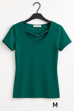 グリーン Vネック 半袖 Tシャツのサムネイル