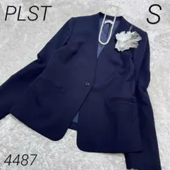 PLST プラステ ノーカラージャケット ネイビー S 紺ブレ