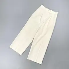 PLST イージーワイドパンツ スラックス センタープレス 厚手 白M*KD87