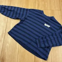 青と黒のストライプ 長袖カットソー