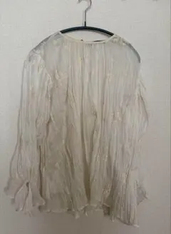 ZARA シアートップス　フラワー　刺繍