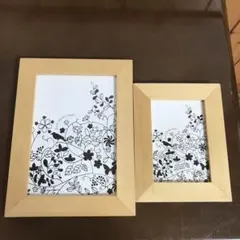 花柄木製フォトフレーム2個セット
