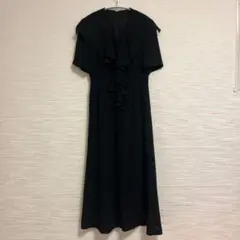 コムサデモード 無地 ワンピース フリル 半袖 M 黒 ポリエステル 結婚式のサムネイル